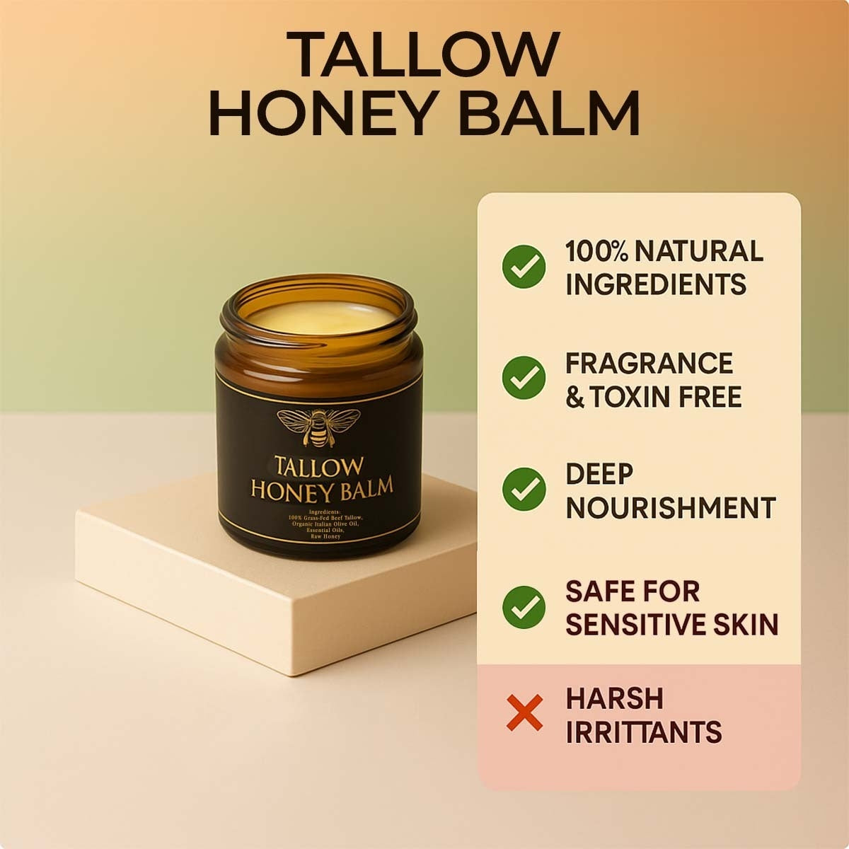 Tallow and Honey Balm Natural Formula Citrus 4oz